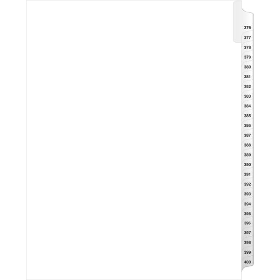Exhibitindexes Side Collated Exhibit Tabs AVE Style Bold Tabs Set of 376-400 | Made in The USA