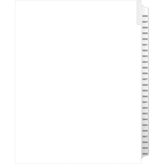 Exhibitindexes Side Collated Exhibit Tabs - Avery Style Side Tab - Available in Convenient Sets - Easily Sort and Label Documents with Side Collated Exhibit Tabs | Letter Size - 2826-2850 - Sets