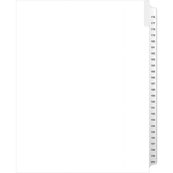 ExhibitIndexes Side Collated Exhibit Tabs, Avery Style, Letter Size, 176-200, Side Tabs, Set of 25