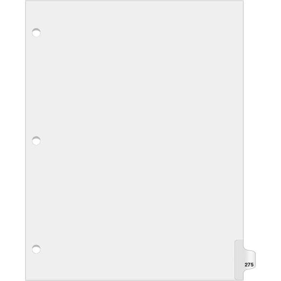 Exhibitindexes® Side Number Tabs - 3 Hole Punched for Standard Ring Binder, AVE Style Bold Font Tabs - Pack of 25