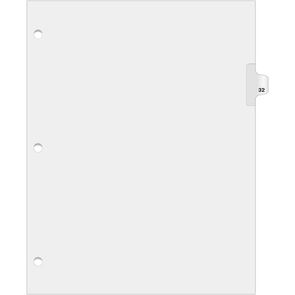 Exhibitindexes® Side Number Tabs - 3 Hole Punched for Standard Ring Binder, AVE Style Bold Font Tabs - Pack of 25
