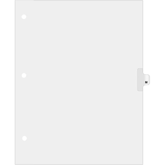 Exhibitindexes® Single Letter Side Tabs - 3 Hole Punched for Standard Ring Binder, AVE Style Bold Font - Pack of 25
