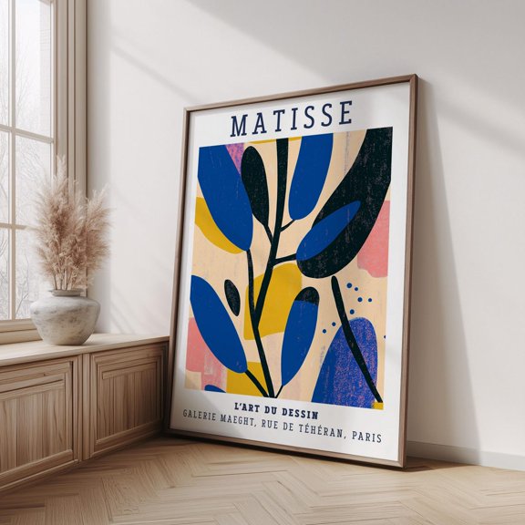 Exhibition French Botanical Blue Leaf Wall Art Print