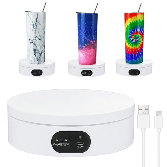 Exhibition Stand for Sublimation Tumbler, 36 Automatic Mute Rotating Revolving Platform for 12oz, 20oz&50oz Heat Press Sublimation Blanks Tumblers Skinny Straight, Sublimation Cup
