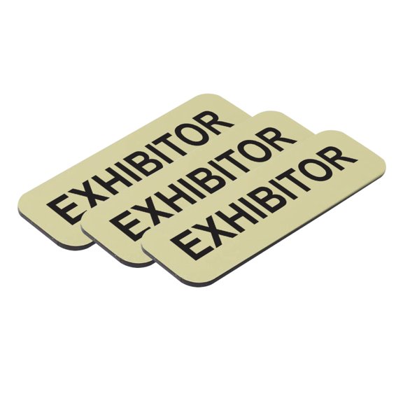 Exhibitor 1 x 3" Name Tag, Brushed Gold (3 Pack)