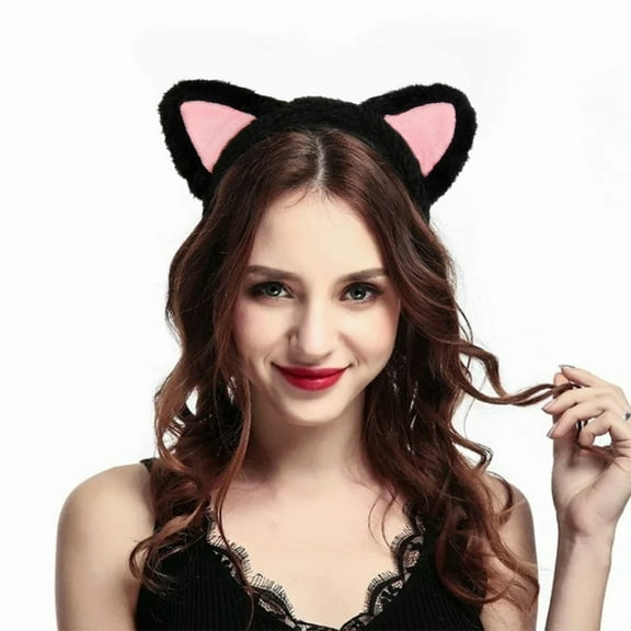 Exhoden Black Cat Ears,Soft Push Black Cats Animal Kitten Head Bands Hair Accessories,Cute Cat Ears Headband Spa Headbands For Washing Face Makeup Skincare For Women Teen Girls