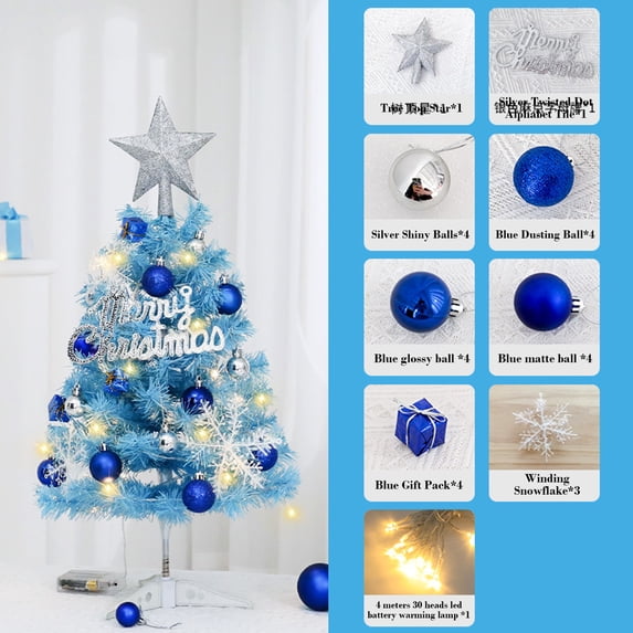 Exhoden Blue Christmas Tree,Mini Christmas Tree Blue Desktop Small Tree ...