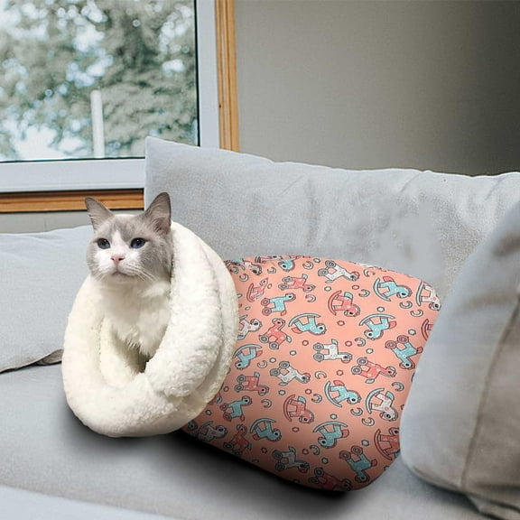 Exhoden Cat Winter Sleeping Bag, Cat Crinkle Sack Removable Cat Bag for Sleeping 360°Warm Semienclosed Cat Sleeping Bag Bed with Cave,Fall And Winter Warm Pet Sleeping Bag