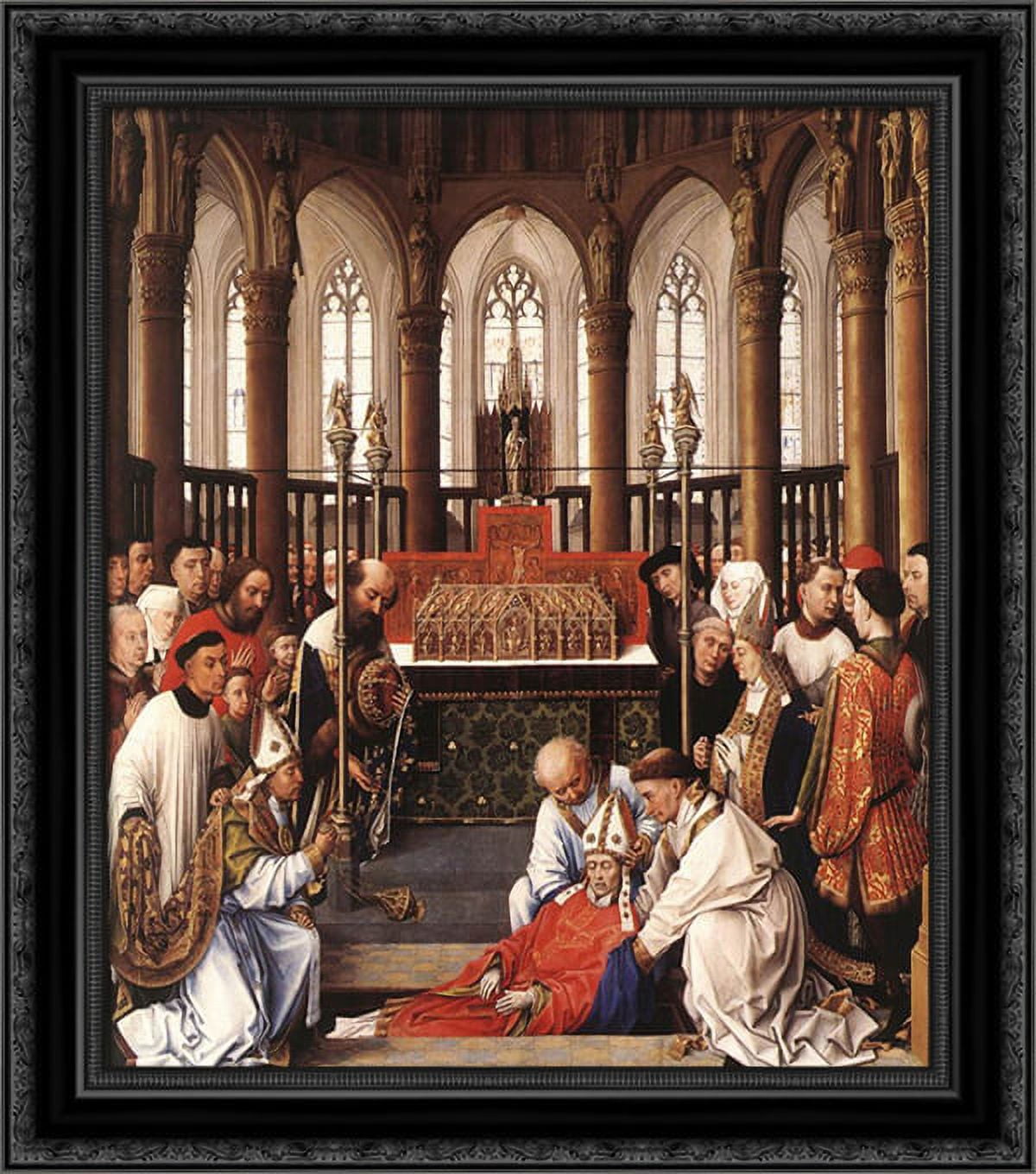 Exhumation of St Hubert 20x21 Black Ornate Wood Framed Canvas Art by ...