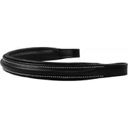 Exion Browband For English Horse Bridle- Curved Shape, Soft Leather Padded, Designer Stitched Equestrian Browband Black
