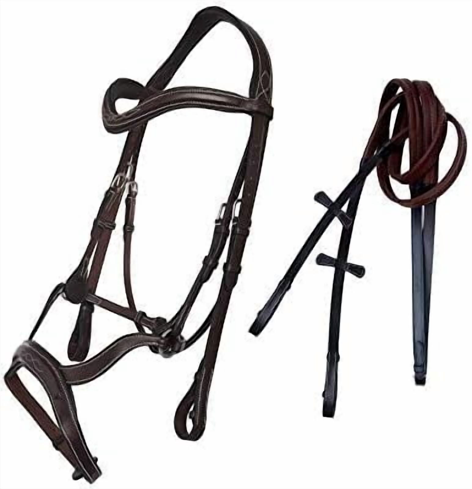 Reins per cavallo in pelle con 7 fermacorda (Senza Stopper) Dy'on Reins per cavallo in pelle con 7 fermacorda (Senza Stopper) Dy'on