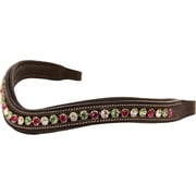 Exion Horse Browband For English Bridle | Curved Shape Padded Equestrian Browband For Show & Dressage | Clear, Peridot, Fuchsia Crystal Browband For Horses