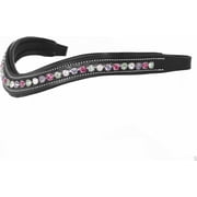 Exion Horse Browband For English Bridle | Curved Shape Padded Equestrian Browband For Show & Dressage | Clear, Peridot, Fuchsia, Tanzanite Crystal Browband For Horses
