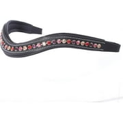 Exion Horse Browband For English Bridle | Curved Shape Padded Equestrian Browband For Show & Dressage | Light Peach, Rose, Fuchsia, Light Siam Crystal Browband For Horses