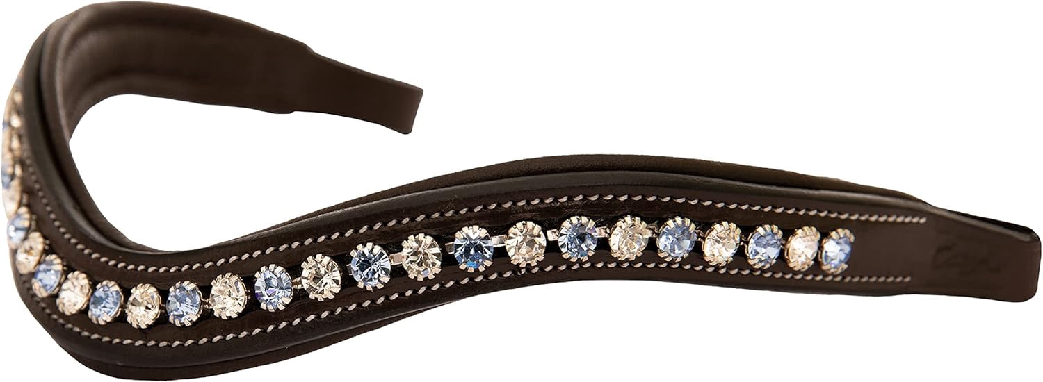 Têtière Cheval Noire - Perles Onyx & Métal & Rondelles Bleues - Pet & Pasture