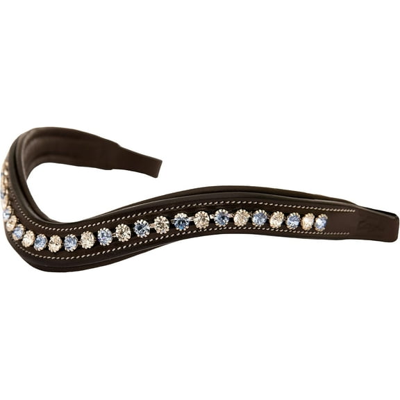 Exion Horse Browband For English Bridle | Curved Shape Padded Equestrian Browband For Show & Dressage | Blue, White Crystals For Horses