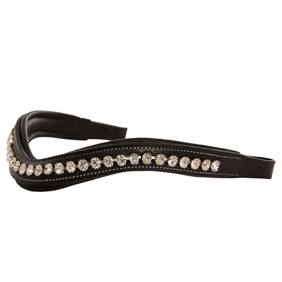 Exion Horse Browband For English Bridle | Curved Shape Padded Equestrian Browband For Show & Dressage | White Crystal Browband For Horses