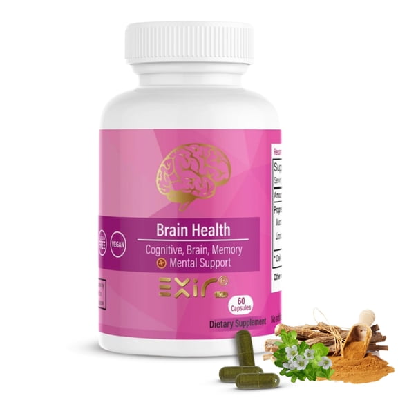 Exir Brain Health Supplement  60 Capsules  With Mucuna Pruriens, Bacopa Monnieri & Licorice Extract  Focus, Memory & Mood with GutBrain Support  PlantBased Nootropic Formula