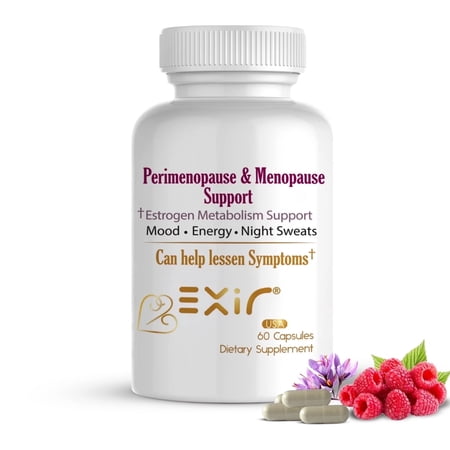 Exir Perimenopause & Menopause Support Supplement – Saffron Extract, Raspberry & Magnesium – Hormonal Balance, Mood, Hot Flashes & Energy Relief – 60 Capsules