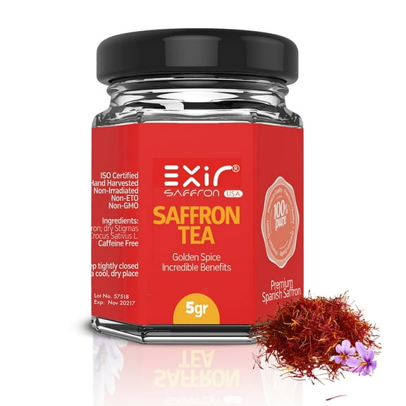 Exir Saffron Loose Herbal Tea, Caffeine-free, Net Weight 5g Glass Jar
