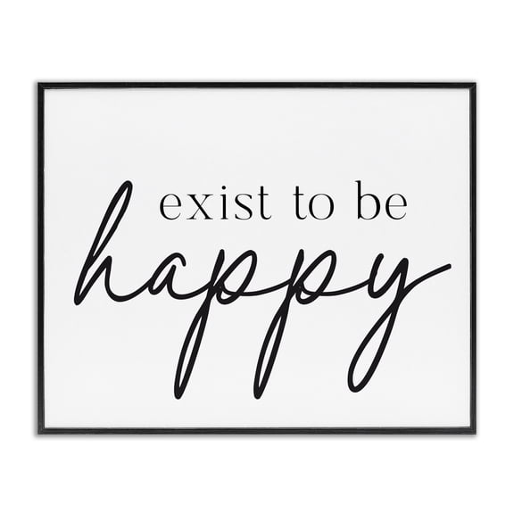 Exist To Be Happy Black Framed Giclee Art, design by Lettered and Lined