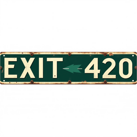 Exit 420 Funny Tin Signs 16*4 Inches "Exit 420 Arrow" Garage, Bar, Patio Decor Funny Signs, Mens Wall Decor, Man Cave Accessories
