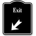 thumbnail image 1 of Exit 45 Degree Down Left Arrow BLACK Aluminum Composite Sign, 8.5"x10", 1 of 9