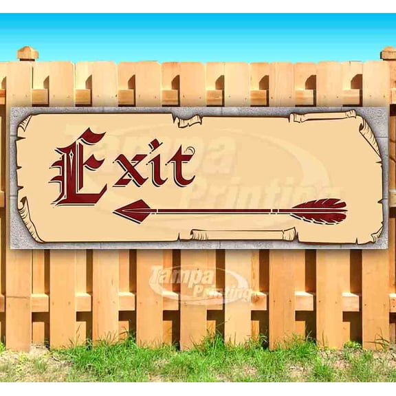 Exit Arrow 13 oz Vinyl Banner With Metal Grommets