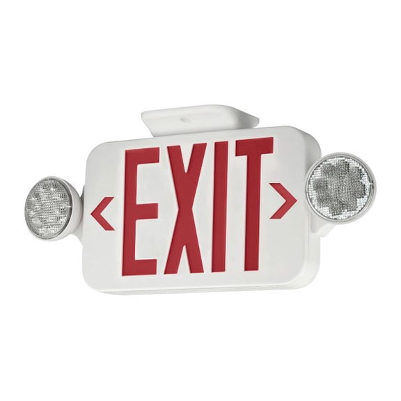 Exit & Emergency Thermoplastic LED Exit/Emergency Combo - Remote Capable, White Finish, Green Letters, 120-277V