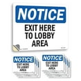 thumbnail image 1 of Exit Here To Lobby Area OSHA Notice Vinyl Decal Label 5 Inch x 3.5 Inch - 10 Pack, 1 of 6