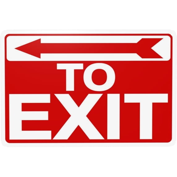 To Exit with Left Arrow Metal Warning Sign 8"x12", Security Safety Durable, For Home Business Yard Garden Office Street Road Indoor Outdoor Easy-Mount