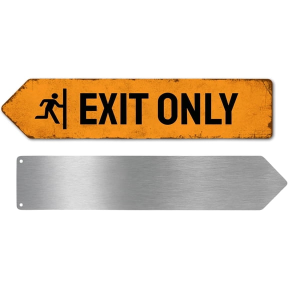 Exit Only Metal Sign by DC | Arrow Metal Directional Signage for Indoor & Outdoor | 3x12" Rust-Free Aluminum Sign | Direction Signage UV Protected Road LEFT Arrow Sign | Made in USA