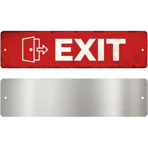 Exit Metal Sign by DC | Arrow Metal Directional Signage for Indoor & Outdoor | 3x12" Rust-Free Aluminum Sign | Direction Signage UV Protected Road Street Sign | Made in USA