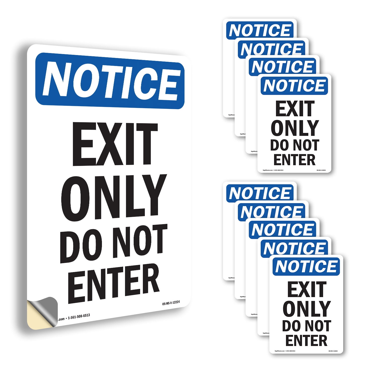 Exit Only Do Not Enter OSHA Notice Vinyl Decal Label 10 Inch x 7 Inch ...