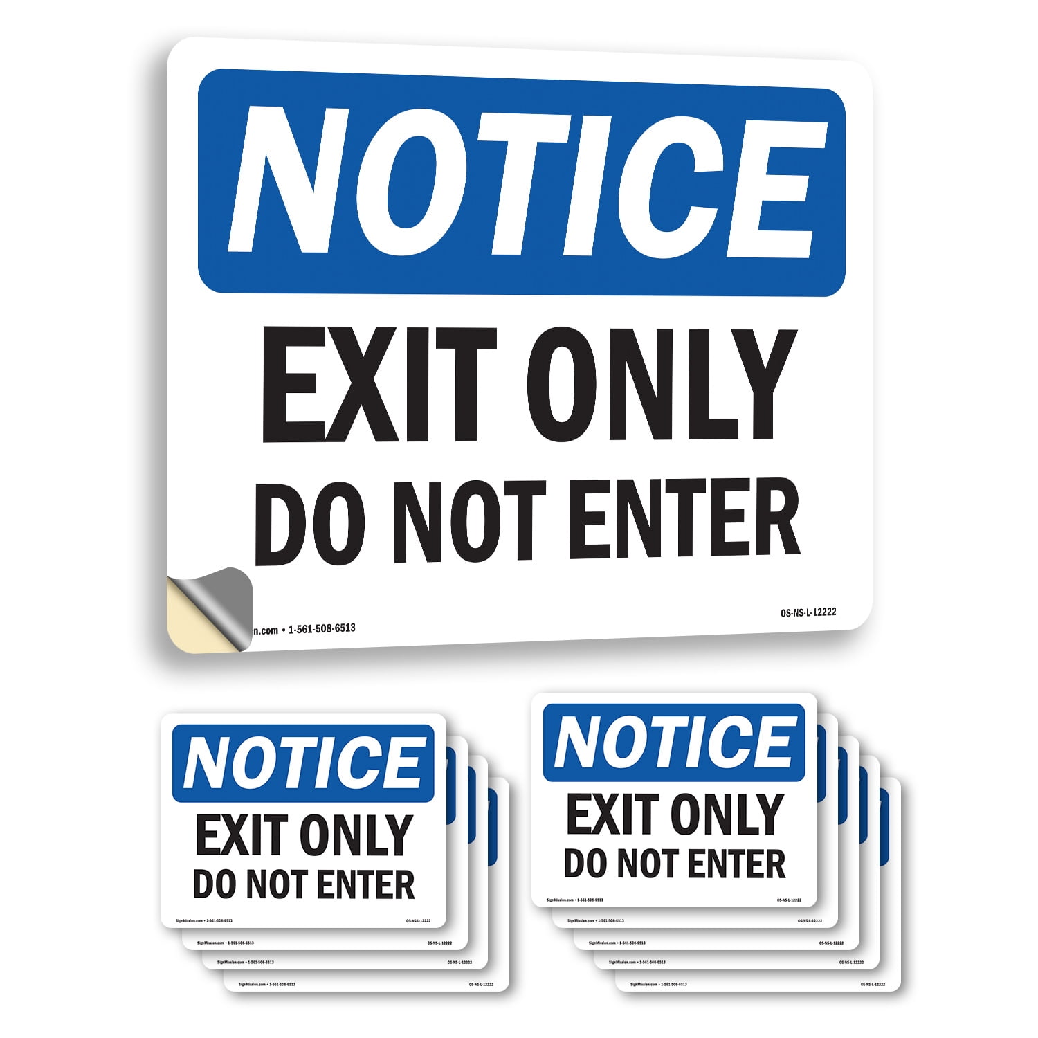 Exit Only Do Not Enter OSHA Notice Vinyl Decal Label 10 Inch x 7 Inch ...