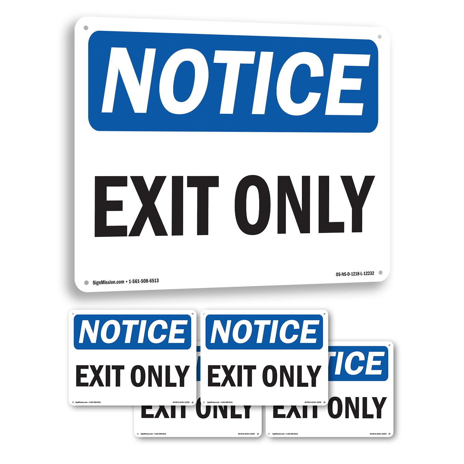 Exit Only OSHA Notice Rigid Plastic Sign 10 Inch x 7 Inch - 5 Pack ...