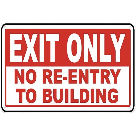 Exit Only No Re-Entry to Building Sign - 8"x12" Vintage Metal Warning Sign for Home Farm Bar Coffee Shop Club, Building Exit, Emergency Route, No Re-Entry Zone