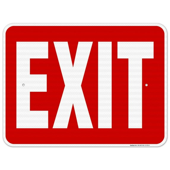 Exit Red Background Sign,