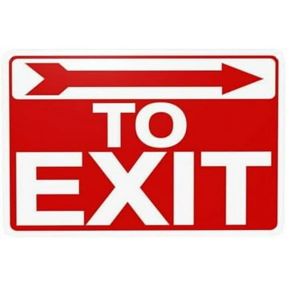 To Exit With Right Arrow Warning Sign, Exit Security Metal Signs for Home Busines Outdoor Indoor Road Yard Garage Street Wall Caution Decor 12 x 8 Inch