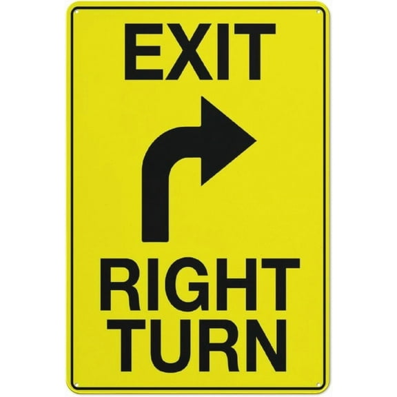Exit Right Turn Sign 12 X 8 Inches Reflective Aluminum Metal Warning Signage With Symbol For Indoor Outdoor Use