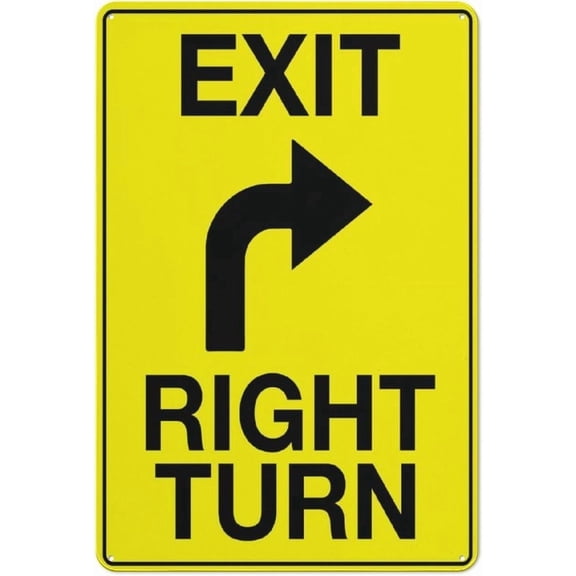 Exit Right Turn Sign 12 X 8 Inches Reflective Aluminum Metal Warning Signage with Symbol for Indoor Outdoor Use