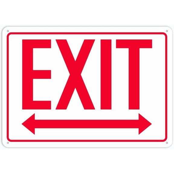 Exit Safety Sign Two Way Arrows Novelty Metal Sign Wall Decor For Home Gate Garden Bars Restaurants Cafes Office Store Pubs Club Sign Gift 8X12Inch