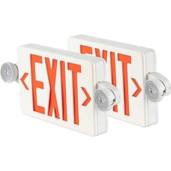 Exit Sign with LED Emergency Lights, Double Face Emergency Light Combo, 90min Long Backup Battery, Emergency Sign Exit Light, ABS Fire Safety (UL Listed 120-277V) (UL 94V-0) (2pack)