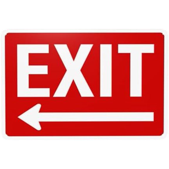 Exit Sign, with Left Arrow Warning Sign, Exit Security Metal Signs for Home Business Outdoor Indoor Road Yard Garage Street Wall Safety Caution Custom Decor 12 x 8 Inch