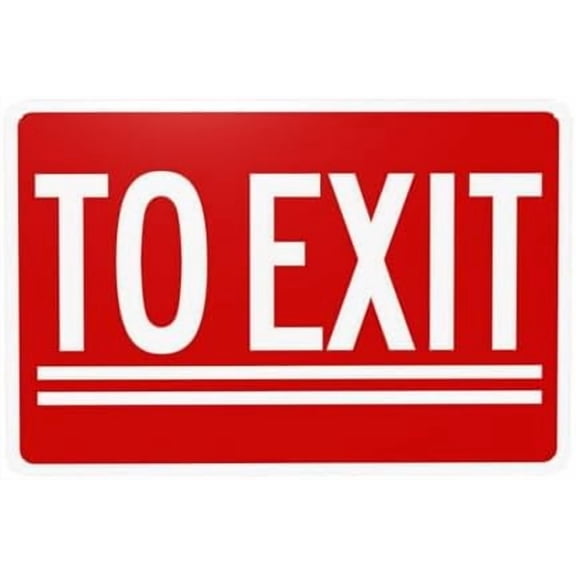 To Exit Sign, Red Background Warning Sign, Office Metal Signs for Home Business Outdoor Indoor Road Yard Garage Street Wall Caution Custom Decor 12 x 8 Inch