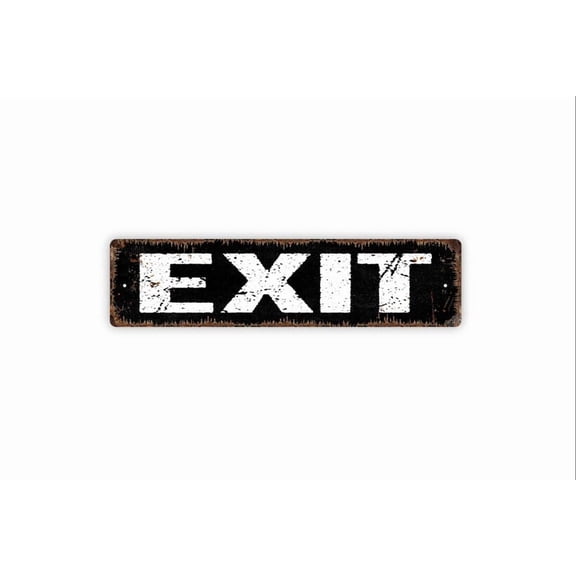 Exit Sign - Rustic Metal Street Sign or Door Name Plate Plaque - Size: 16 x 4 Inches