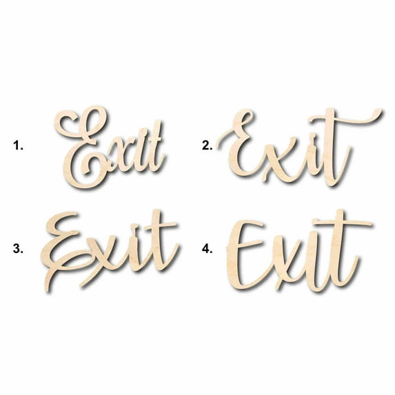 Exit Sign Unfinished Wood Cutout Home Decor DIY Option 2- 24" Wide / 1/2"