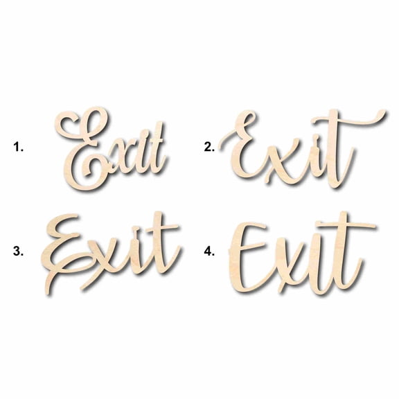 Exit Sign Unfinished Wood Cutout Home Decor DIY Option 3- 18" Wide / 1/8"