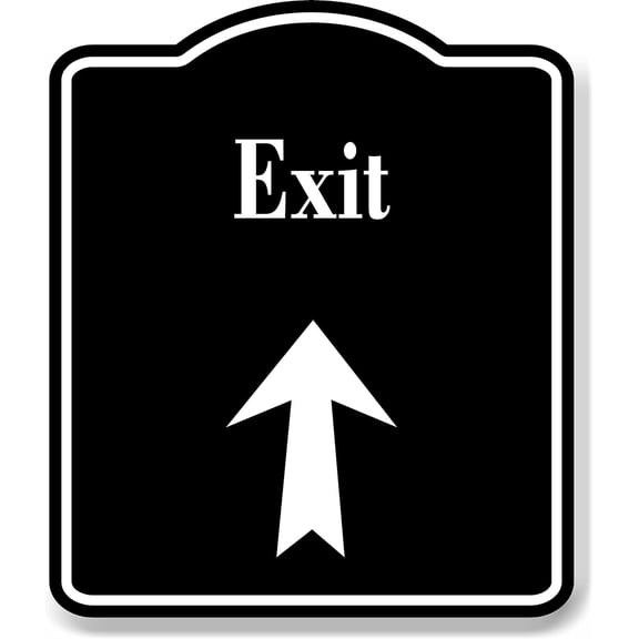 Exit Up Arrow BLACK Aluminum Composite Sign, 8.5"x10"