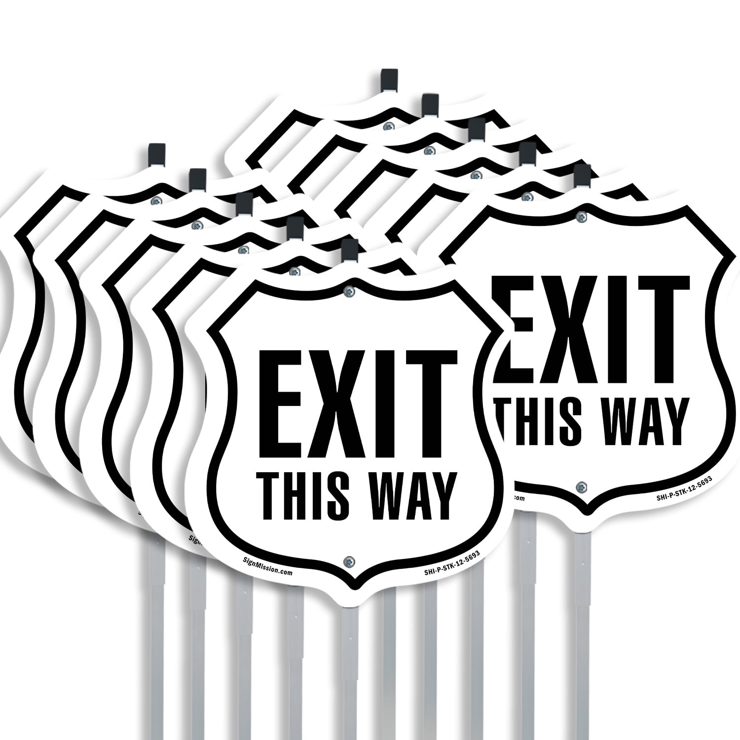 Exit This Way (10 Pack) 12 inch X 12 inch Shield Shaped Rust-Free ...